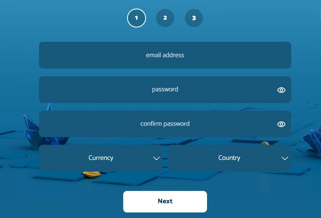 Yeti Casino account registration step one